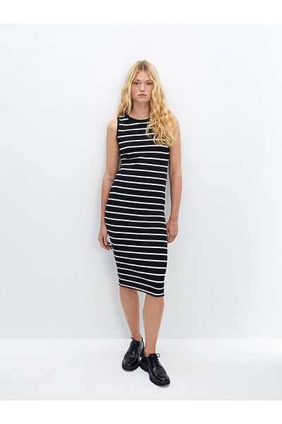 LC Waikiki Women's Bodycon Dress with Crew Neck Stripes