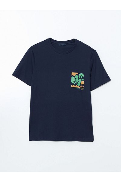 LC Waikiki New Season Crew Neck Κοντό μανίκι εμπριμέ χτενισμένο βαμβακερό ανδρικό Tisort - S5JI68Z8