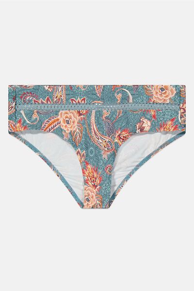 Esprit Women Floral Pattern Pull On Bikini Bottom, Dusty Blue