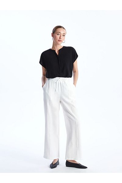 LC Waikiki Lcw Elastic Waist Straight Wide Leg Women's Pants Fast Fashion