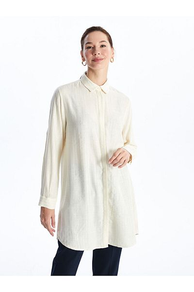 LC Waikiki New Season Striped Linen Look Women's Shirt Tunic - S4Fm74Z8