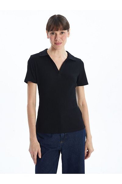 LC Waikiki New Black Polo Neck Women's T-Shirt