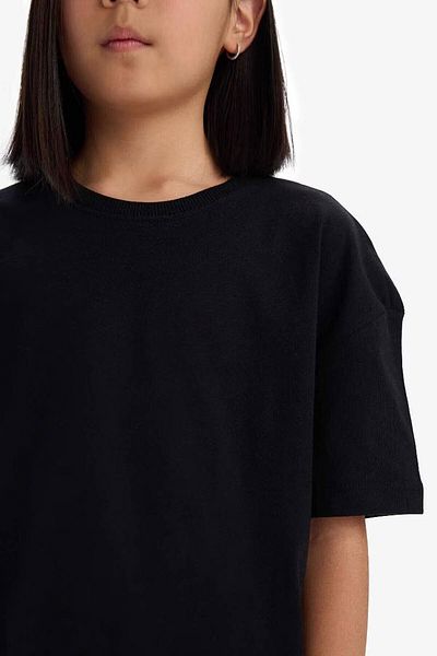 DeFacto Relax Fit Crew Neck Black Girl's T-Shirt D9099A8/Bk81