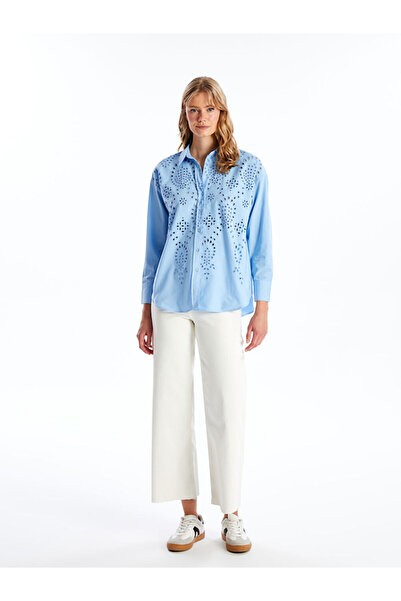 LC Waikiki Lcw Self Pattern Long Sleeve Oversize Women's Shirt Fashion