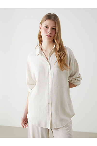 LC Waikiki Beige Linen Blended Women's Shirt