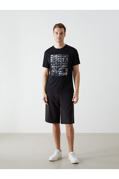 LC Waikiki New Season Crew Neck Κοντό μανίκι εμπριμέ χτενισμένο βαμβακερό ανδρικό Tisort - S5IQ62Z8