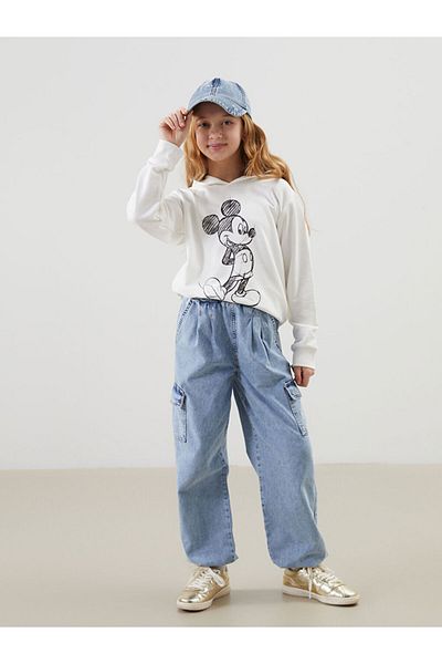 LC Waikiki Lcw Waist Elastic Girl's Cargo Jean Pants Fast Fashion