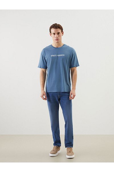 LC Waikiki New Season Crew Neck Κοντό μανίκι εμπριμέ χτενισμένο βαμβακερό ανδρικό Tisort - S5K348Z8