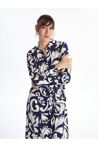LC Waikiki Rochie cămașă damă cu mânecă lungă cu model