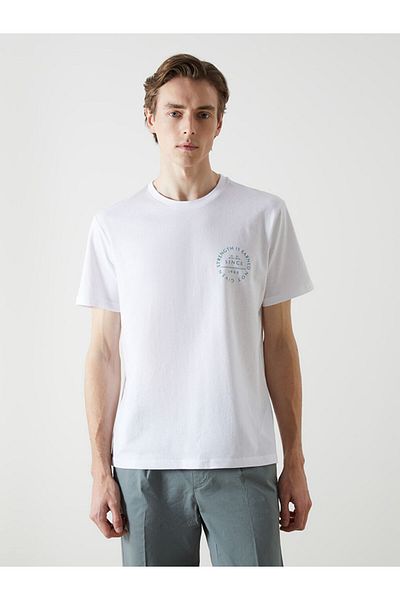 LC Waikiki Ανδρικό μπλουζάκι LCW Crew με κοντό μανίκι με εμπριμέ χτενισμένο βαμβάκι