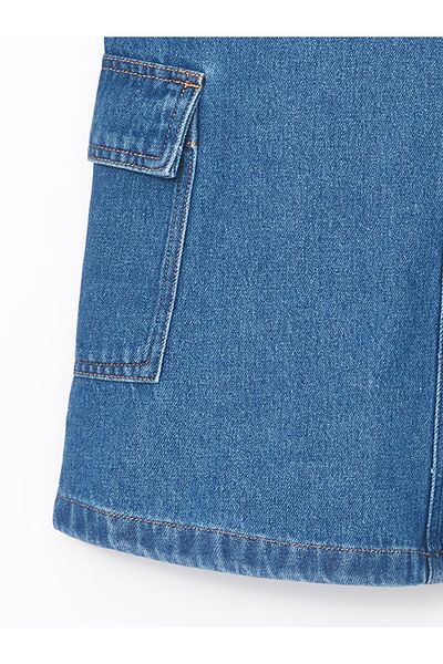 LC Waikiki Lcw Square Collar Girls' Jean Salopet Dress Fast Fashion