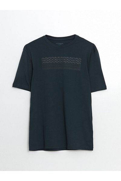 LC Waikiki Ανδρικό μπλουζάκι LCW Crew με κοντό μανίκι με εμπριμέ χτενισμένο βαμβάκι