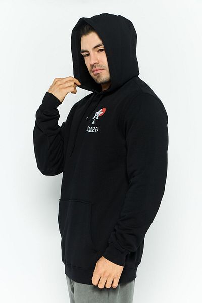 Hurley Men Sportswear Fit Graphic Print Long Sleeves Outdoor Sweatshirt, Black