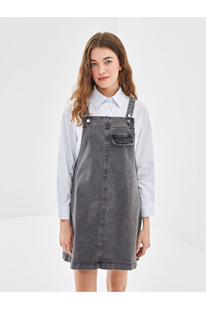 LC Waikiki Anthracite Square Neck Women's Jean Salopet