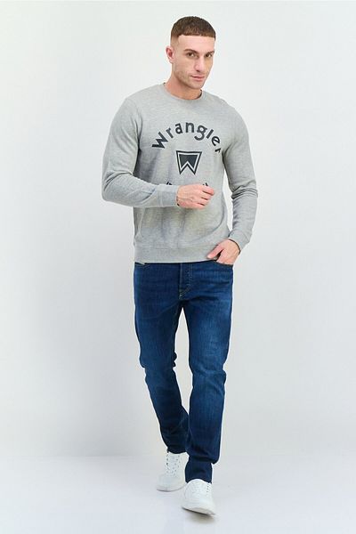 WRANGLER Men Crew Neck Graphic Print Long Sleeves Sweatshirt, Grey