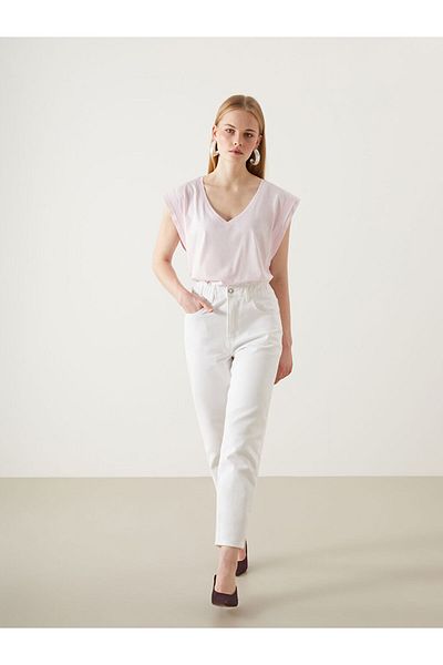 LC Waikiki Γυναικείο Jean Παντελόνι Slouchy Fit με λάστιχο στη μέση