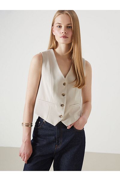 LC Waikiki New Season V-Neck Women's Classic Vest - S5Jv62Z8