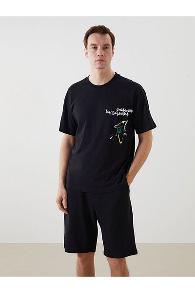 LC Waikiki New Season Crew Neck Κοντό μανίκι εμπριμέ χτενισμένο βαμβακερό ανδρικό Tisort - S5J848Z8