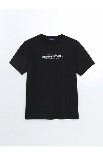 LC Waikiki New Season Crew Neck Κοντό μανίκι εμπριμέ χτενισμένο βαμβακερό ανδρικό Tisort - S5KO54Z8
