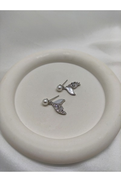 Pera İNCİLİ BALIK KUYRUĞU GÜMÜŞ KÜPE