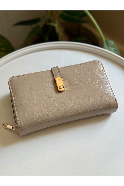 ZEYS Stylish Wallet with Shiny Leather Front Buckle and Phone Compartment