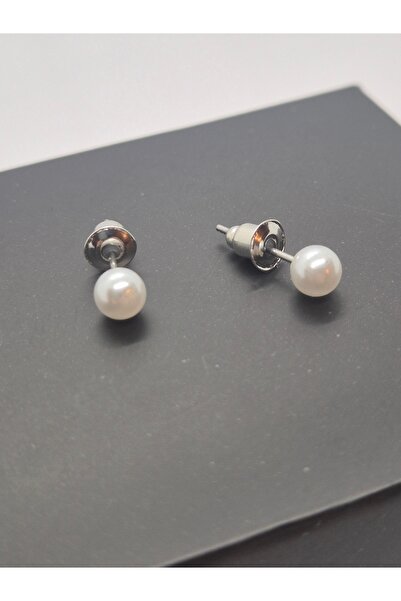 Set Paslanmaz Çelik Beyaz ( 5 mm ) İnci Küpe ( Bar Uzunluğu 10 mm )