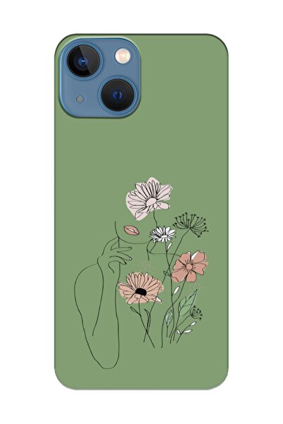 frondcase حافظة هاتف آيفون 13 ميني نسائية باللون الأخضر الزهري