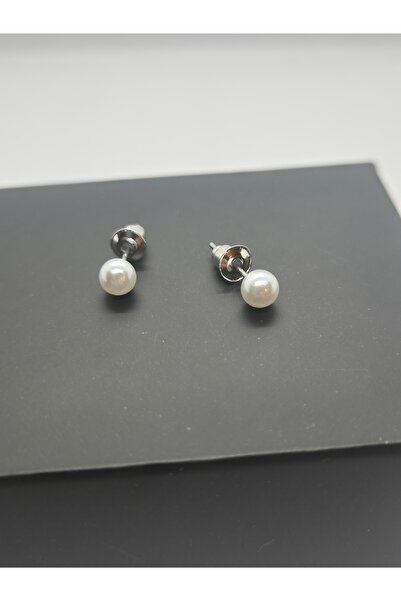 Set Paslanmaz Çelik Beyaz ( 6 mm ) İnci Küpe ( Bar Uzunluğu 10 mm )