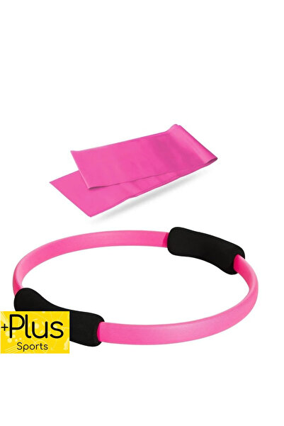 PLUSSPORT Pilates Çemberi Ve Pilates Bandı - Pembe