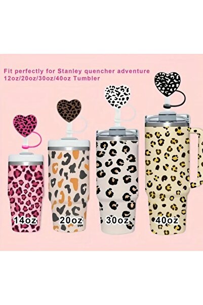 arredamento 1 Adet 10mm Termos Uyumlu Pipet Tıpası Kapli Leopar Desenli Pipet Kapağı Quencher Pipet Tıpa