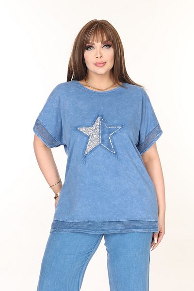 özle fashion Fusta brodata cu stele Bluza marime mare