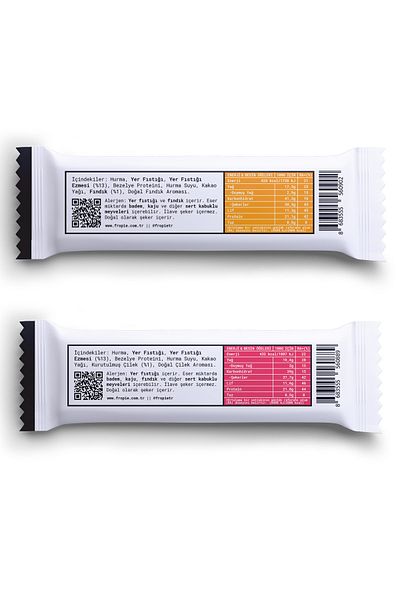 FROPİE Fropie Vegan High Protein Bar Set of 6 - Peanut Butter & Hazelnut & Strawberry