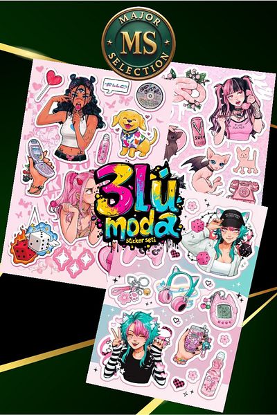 Major Selection Σετ 3 αυτοκόλλητων Cool Gril Κατάλληλο για Planner Agenda Bullet Journal