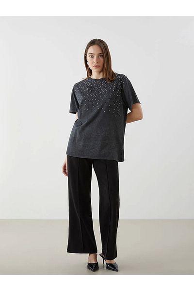 LC Waikiki Bluză de damă Comfort Blue Crew Gât Stone
