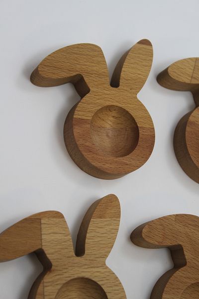Teknofors Set of 4 Wooden Rabbit (Broken Ear) Egg Bowl Tableware Presentation
