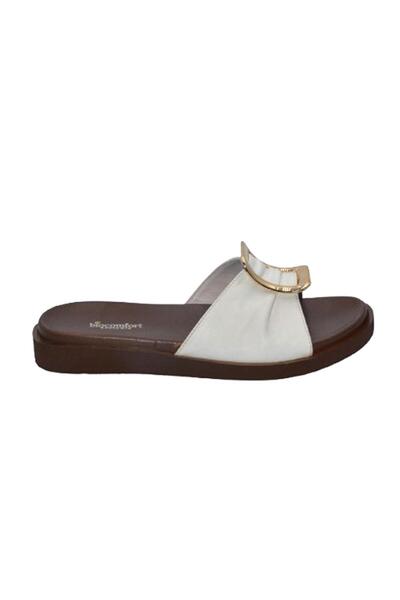 Biocomfort White Buckle Women's Daily Slippers