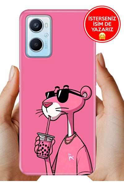 OPPO A96 CPH2333 Kılıf Desenli Rubber Kamera Korumalı Silikon PinkPanter