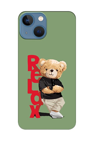 frondcase حافظة هاتف آيفون 13 ميني تيدي بير ريلاكس باللون الأخضر