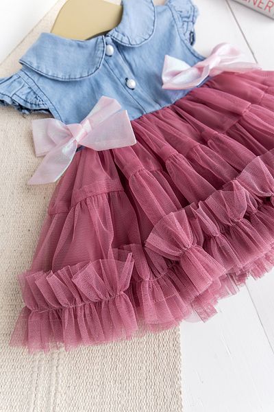 Babymod Bow Baby Collartulle Stylish Birthday Special Day Baby Girl Dress
