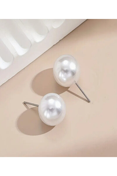 Set Paslanmaz Çelik Beyaz ( 8 mm ) İnci Küpe ( Bar Uzunluğu 10 mm )
