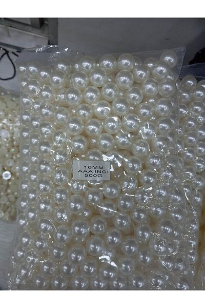Ralp Moda 500 جرام - 16 ملم خرز لؤلؤي بلون كريمي، خرز لؤلؤ بلاستيكي،