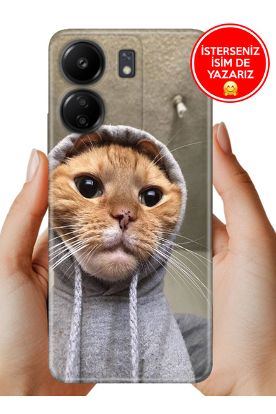 POCO C65 - Xiaomi Redmi 13C Kılıf Rubber Esnek Silikon Tam Koruma Selfie Kedicik