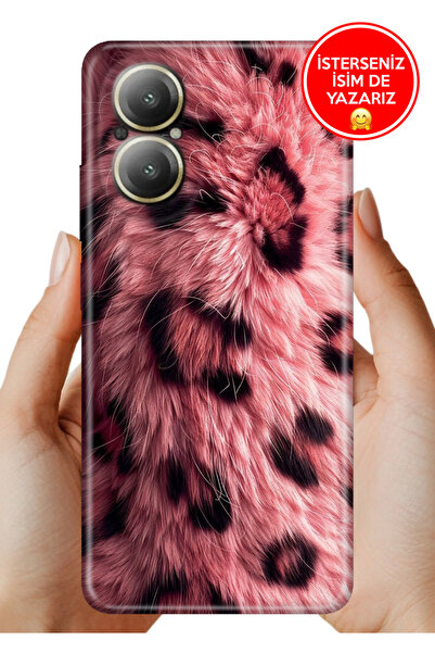 realme 12 Lite Kılıf Desenli Rubber Kamera Korumalı Silikon Pembe Çitah