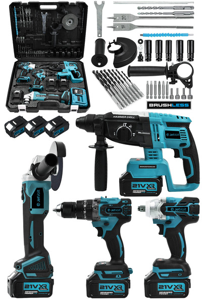 JetVolt Profesyonel 4'Lü Set Şarjlı 2-26 Kırıcı Delici Hilti+125mm Taşlama+45...