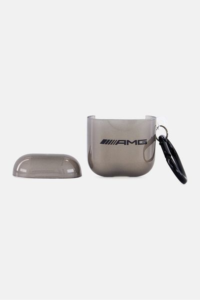 AMG Brand Logo Airpods 1/2 Case With Keychain Metal Carabiner, Dark Grey