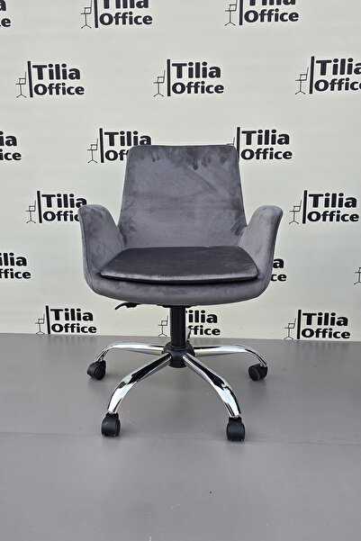 TİLİAOFFİCE Maki Çalışma ve Çocuk Koltuğu Krom Yonca Ayak