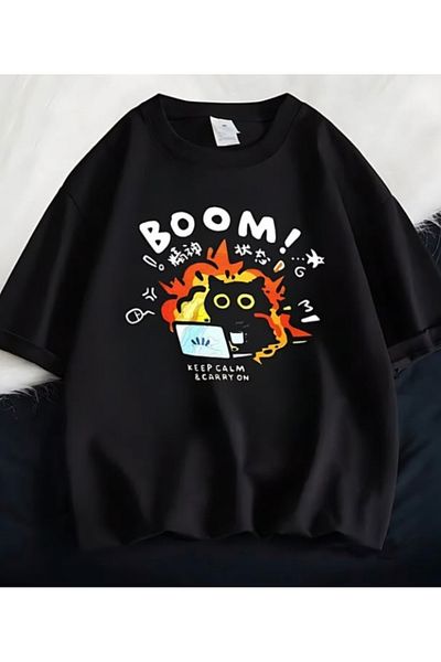 Köstebek Μπλουζάκι Unisex Μαύρης Γάτας Harajuku Ιαπωνικού στυλ
