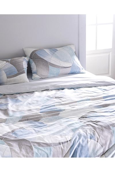 Madame Coco Achille Double Cotton Printed Duvet Cover Set - Turquoise