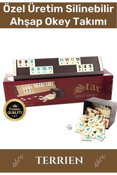 Terrien Premium Antibacterial Dirt-Resistant Scratch-Resistant Erasable Gold Wood Home Cafe Okey Set