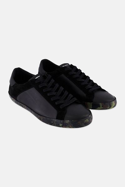 Karl Lagerfeld Men Camo Brand Logo Lace Up Casual Sneakers, Black